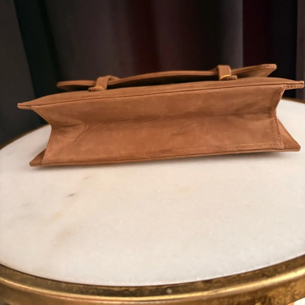 Vintage MCM Andrew Geller Camel Suede Top Handle Tote - Picture 7 of 15